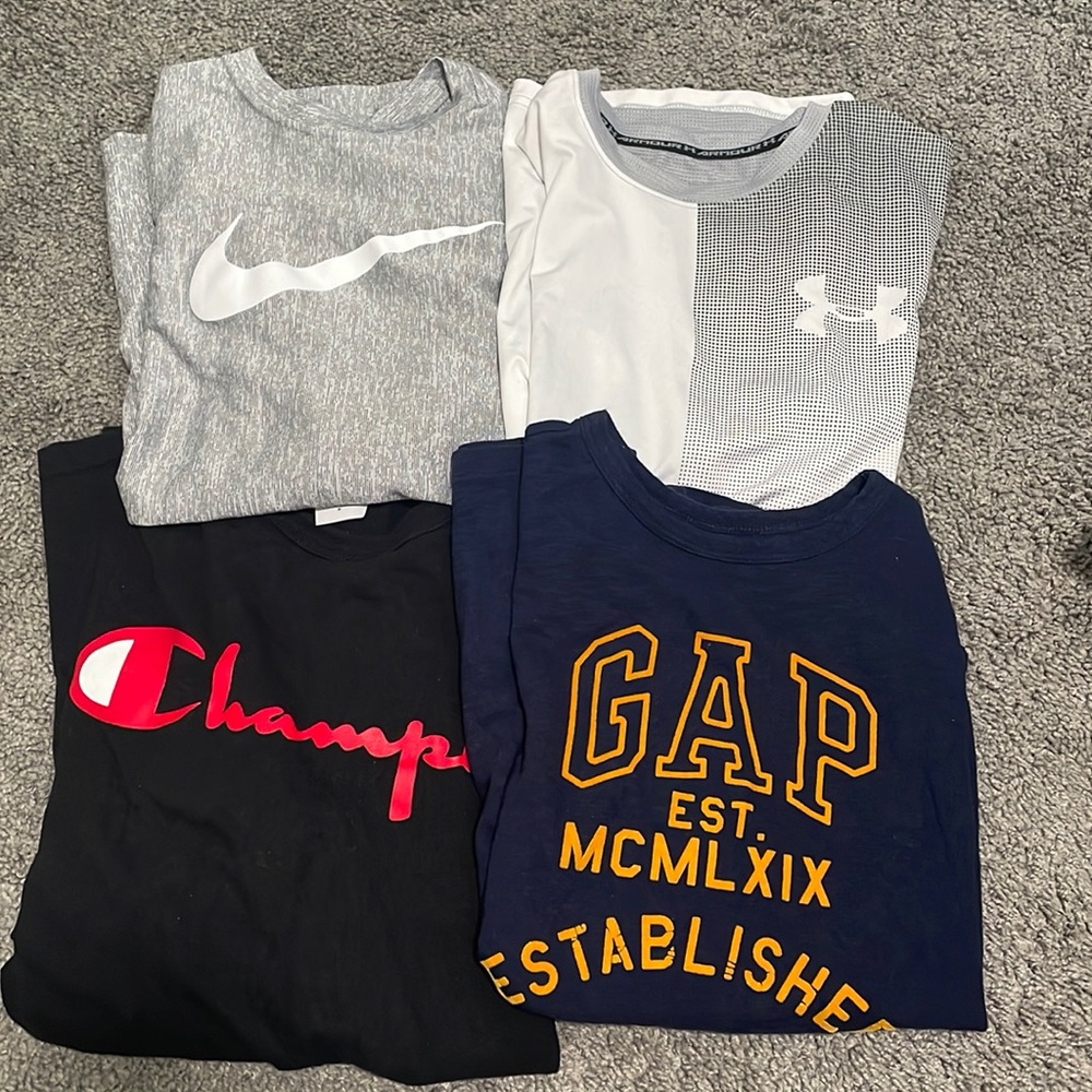 Three shirts long sleeve one short sleeve